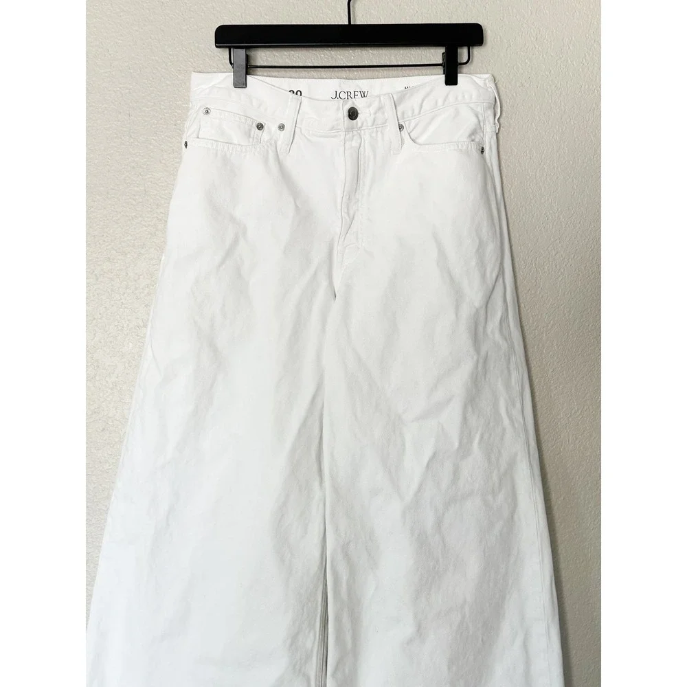 J.Crew High-Rise Superwide-Leg Jeans White 100% Cotton Size 30 - Picture 2 of 8